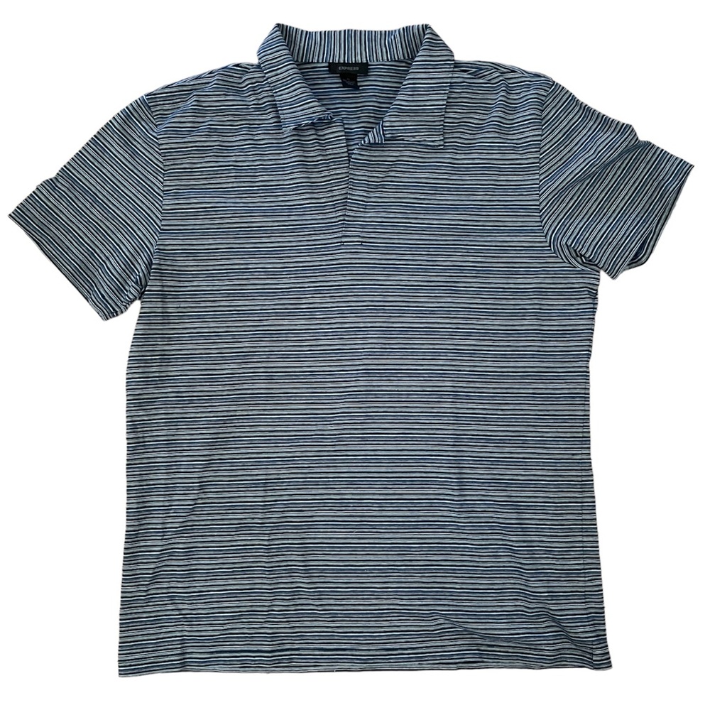Express Vintage Men’s Blue Striped Polo Size XL